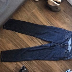 low rise dark denim jeans